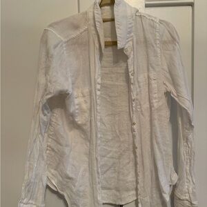 Lilly Pulitzer White Button Down 100% Linen Shirt